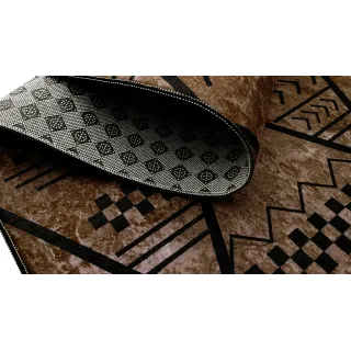 Dywan brązowy antypoślizgowy z azteckim wzorem